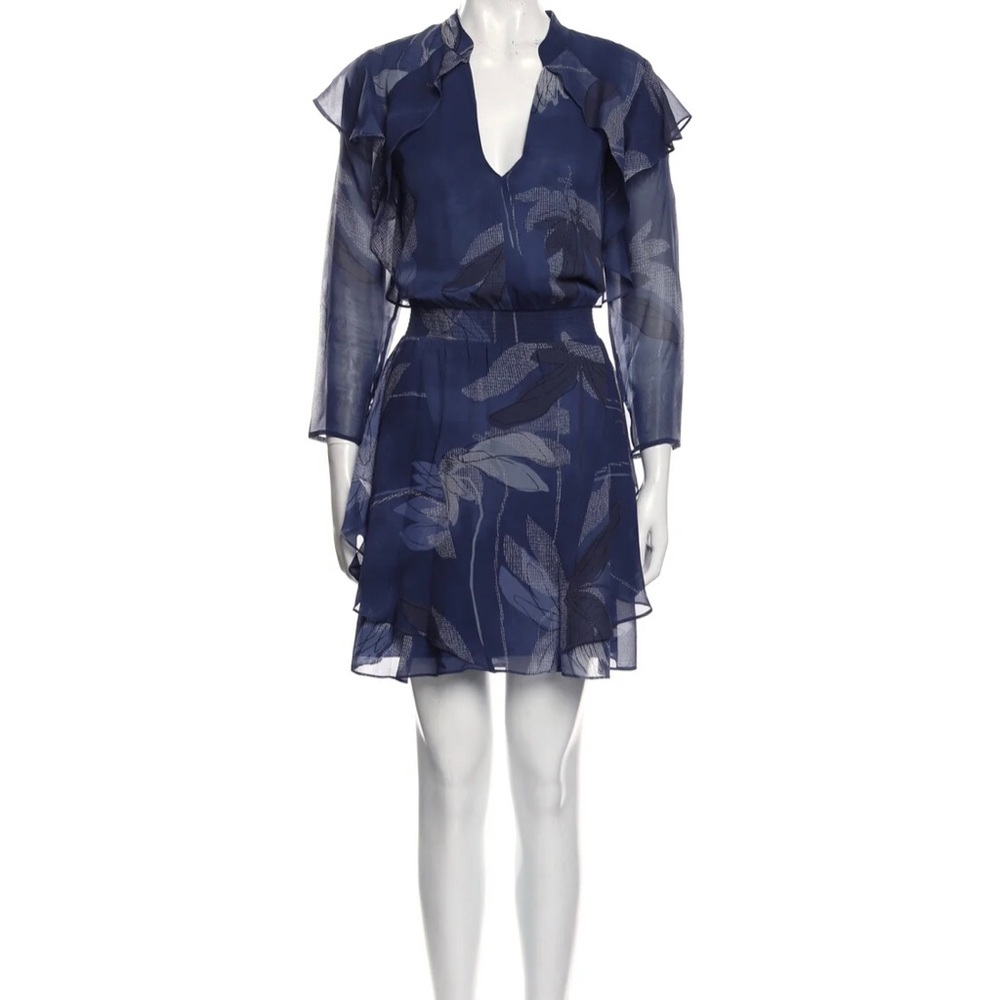 Halston Heritage Silk Knee-Length Navy Dress